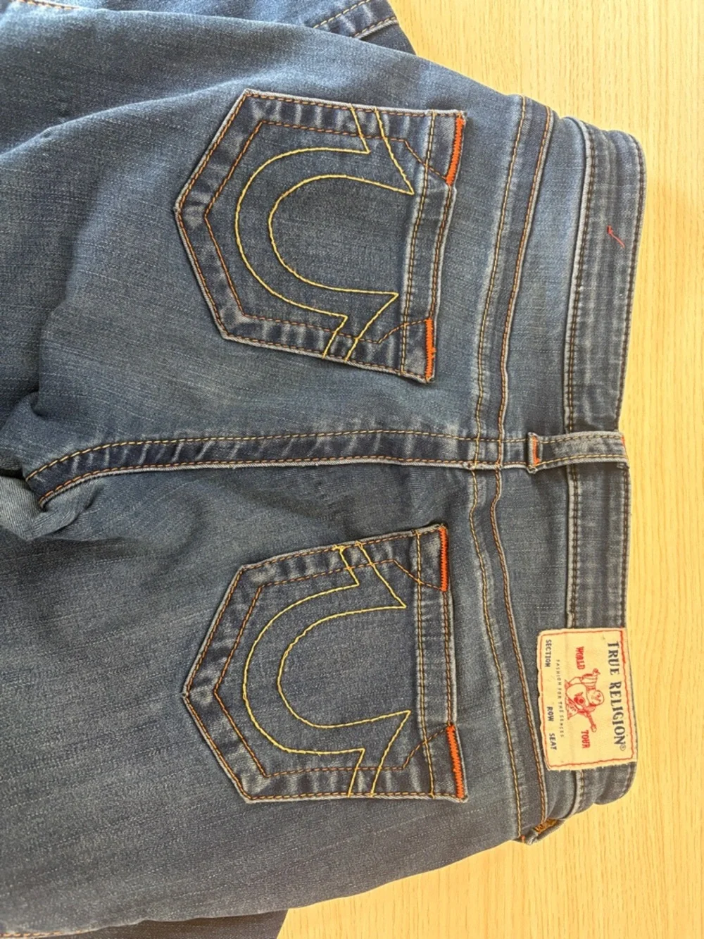 True Religion Skinny Jeans in Blue with Orange Stitching - Picture 6 of 6